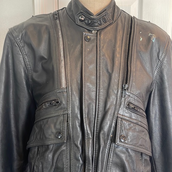 Vintage aviator leather jacket bomber motorcycle brown women’s size 36 - Picture 6 of 16